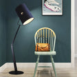 Modernist Swing Arm Barrel Floor Lamp With Metal Stand - Black/White Black