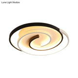 Modernist Swirling Flush Mount Ceiling Light Acrylic Led Lamp - Black 18’/21.5’ Wide