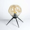 Modernist Tripod Desk Light With Dimpled Glass Shade - Black Blue/Cognac Cognac