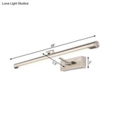 Modernist Tubular Wall Lamp In Gold Metal With Led Vanity Lighting - 16.5/20.5 Width Ideal For