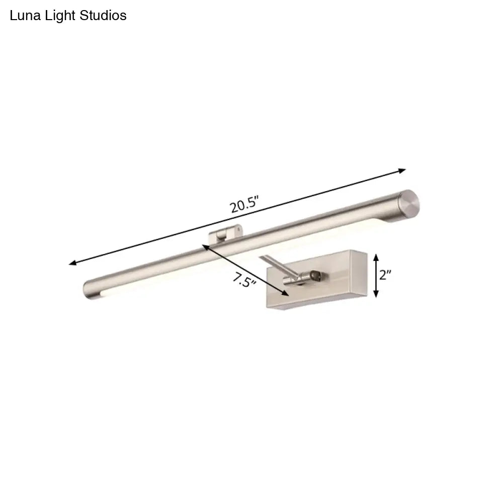 Modernist Tubular Wall Lamp In Gold Metal With Led Vanity Lighting - 16.5/20.5 Width Ideal For