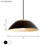 Modernist White/Black Restaurant Pendant Light With Dome Metal Shade - Sleek Ceiling Hang Fixture