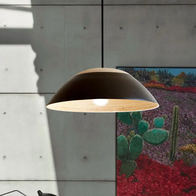 Modernist White/Black Restaurant Pendant Light With Dome Metal Shade - Sleek Ceiling Hang Fixture