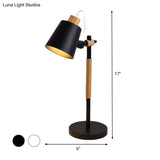 Modernist White/Black Small Desk Lamp With Metal Shade - 1 Head Study Task Lighting
