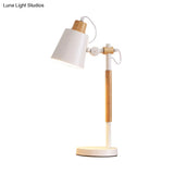 Modernist White/Black Small Desk Lamp With Metal Shade - 1 Head Study Task Lighting