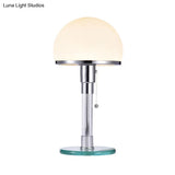 Modernist White Glass Mushroom Table Lamp With Chrome Finish - Perfect For Bedside