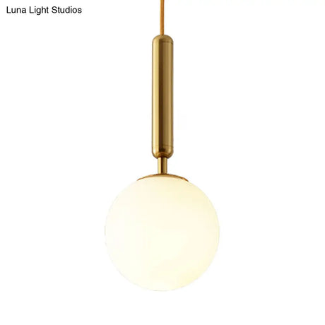 Modernist White Glass Pendant Light With Black/Gold Finish - Adjustable Sizes