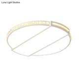 Modernist White Led Ceiling Lighting For Bedroom - Faceted Cut Crystal Disc Flush Mount