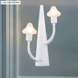 Modernist White Led Wall Lamp With Mushroom Opal Glass Shade - 2/3 Lights Living Room Sconce