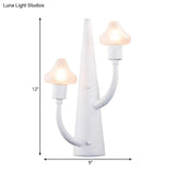 Modernist White Led Wall Lamp With Mushroom Opal Glass Shade - 2/3 Lights Living Room Sconce