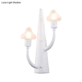 Modernist White Led Wall Lamp With Mushroom Opal Glass Shade - 2/3 Lights Living Room Sconce