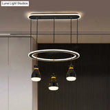 Modernist Wine Jar Led Pendant Light - Black Acrylic 3 Lights Dining Room Lamp With Loop Detail
