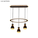 Modernist Wine Jar Led Pendant Light - Black Acrylic 3 Lights Dining Room Lamp With Loop Detail