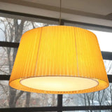 Modernist Yellow Gathered Fabric Pendant Ceiling Light - Dual Frustum Hanging Fixture 1 Head