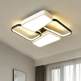 Modernistic Trapezoid Led Ceiling Flush Mount In Black - White Metallic Finish With Warm/White/3
