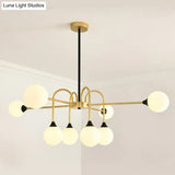 Modo Glass Suspension Light - Nordic 8-Head Chandelier in Gold Finish for Dining Room