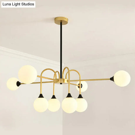 Modo Glass Suspension Light - Nordic 8-Head Chandelier in Gold Finish for Dining Room