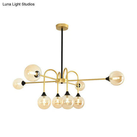 Modo Glass Suspension Light - Nordic 8-Head Chandelier in Gold Finish for Dining Room