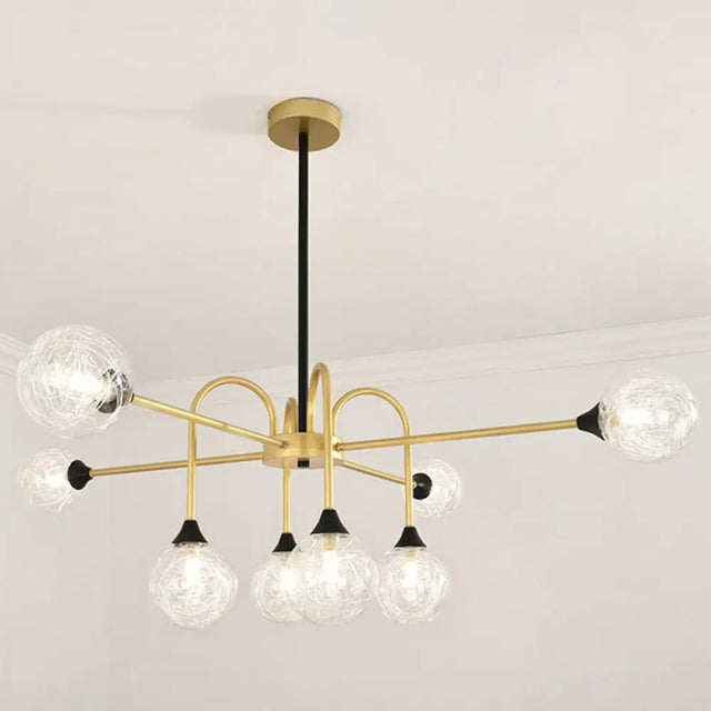Modo Glass Suspension Light - Nordic 8-Head Chandelier in Gold Finish for Dining Room Gold / Clear
