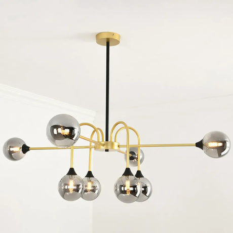 Modo Glass Suspension Light - Nordic 8-Head Chandelier in Gold Finish for Dining Room Gold / Smoke Grey