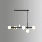 Modo Island Glass 5-Light Pendant Light For Restaurants Black / Milk White Angel