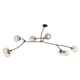 Molecular Suspension Island Light: Minimalist Black-Gold Metal Design With Ball Glass Shade 8 /