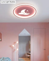 Moon And Star Flush Mount Ceiling Light For Modern Bedrooms