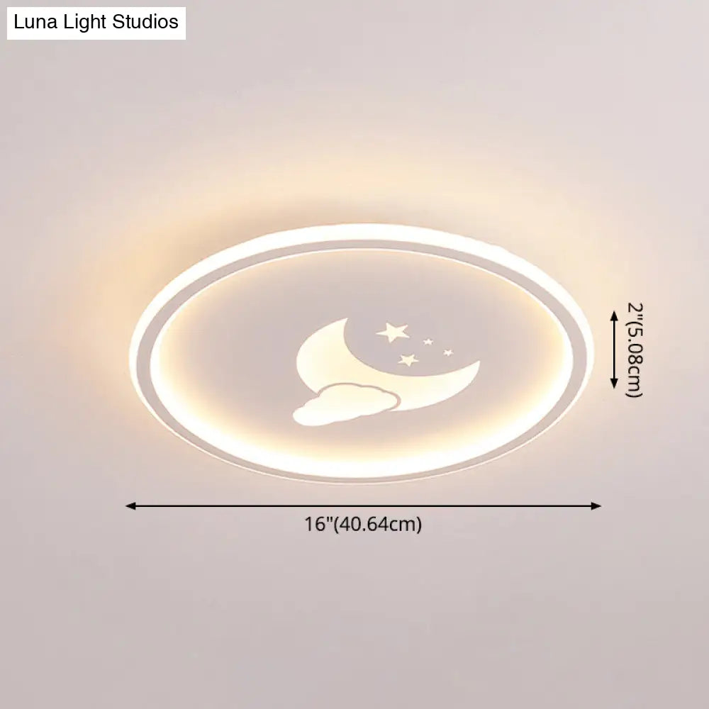 Moon And Star Flush Mount Ceiling Light For Modern Bedrooms
