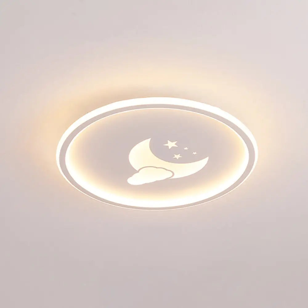 Moon And Star Flush Mount Ceiling Light For Modern Bedrooms White / 16 Natural