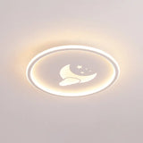 Moon And Star Flush Mount Ceiling Light For Modern Bedrooms White / 16 Natural