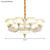 Morning Glory Chandelier - Classic 6/8/12 Light Opal Frosted Glass Pendant Lamp In White