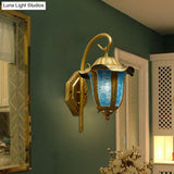 Moroccan Bell Metallic Wall Light Fixture - Single-Bulb Mounted Lamp In Lake Blue