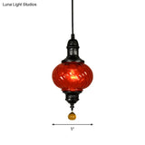Moroccan Oval Textured Glass Pendant Light - Vibrant Red/Blue/Green Ideal For Restaurants