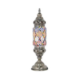 Mosaic Glass Night Light With Mediterranean Tubular Design - Nickel Finish For Bedroom / F