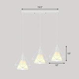 Multi-Bulb Diamond Frame Iron Ceiling Light For Restaurants And More White / Linear