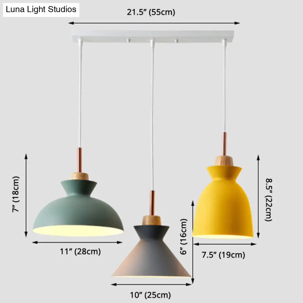 Multi-Color Macaroon Style Pendant Light With Aluminum Shade For Dining And Bedroom