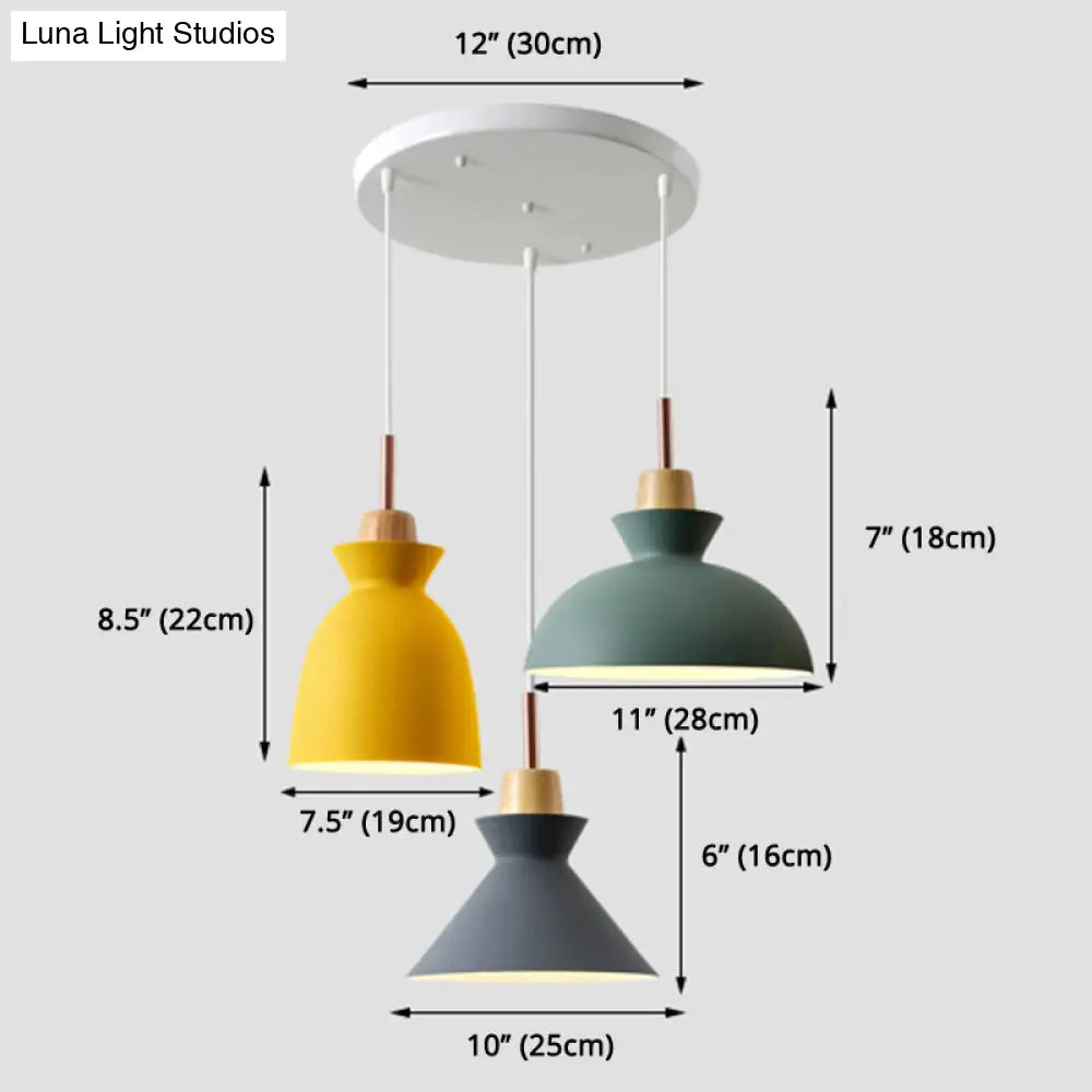 Multi-Color Macaroon Style Pendant Light With Aluminum Shade For Dining And Bedroom