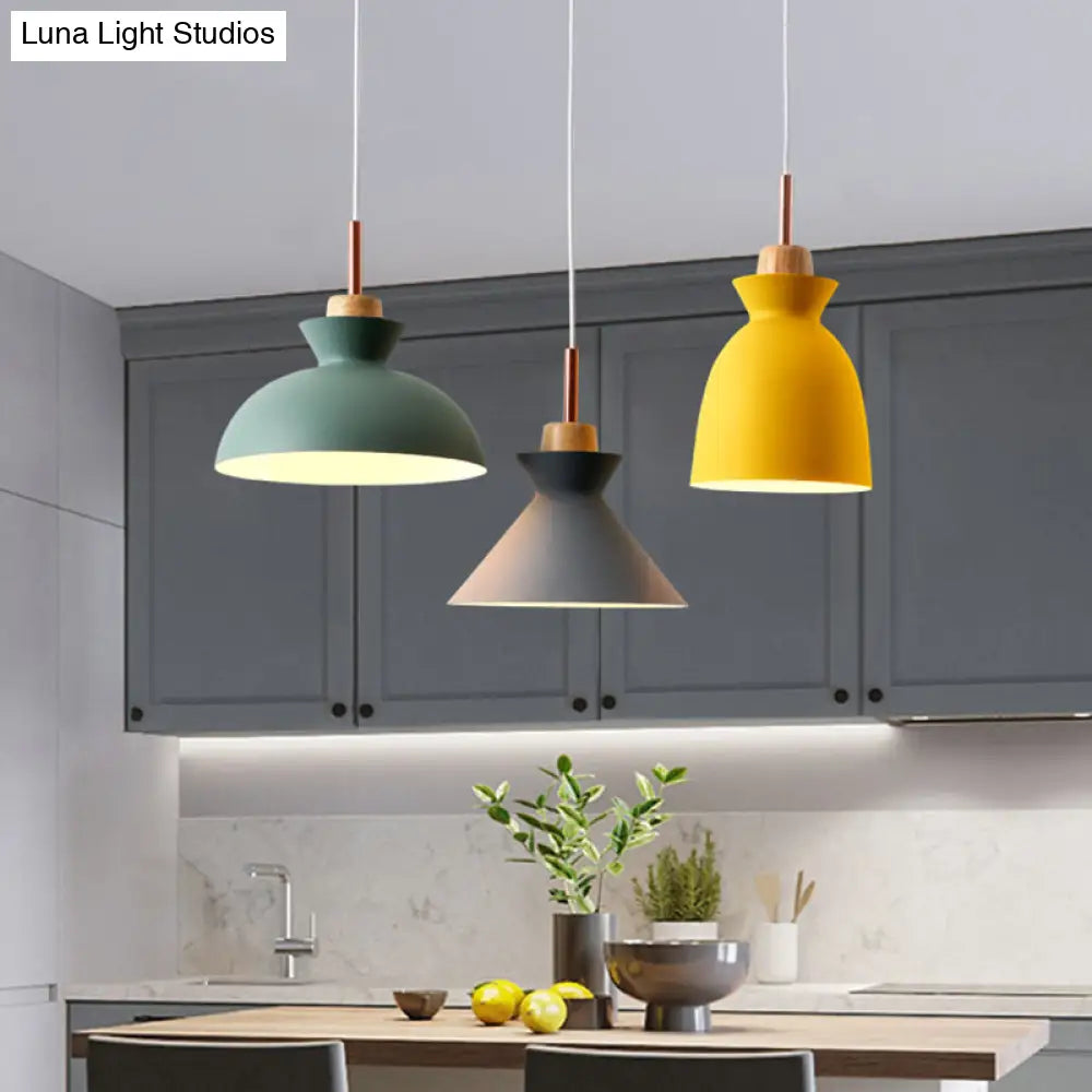 Multi-Color Macaroon Style Pendant Light With Aluminum Shade For Dining And Bedroom