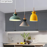 Multi-Color Macaroon Style Pendant Light With Aluminum Shade For Dining And Bedroom