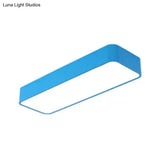 Multi-Color Rectangle Flush Mount Led Ceiling Lamp For Kindergarten With Modern Acrylic And Metal