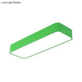 Multi-Color Rectangle Flush Mount Led Ceiling Lamp For Kindergarten With Modern Acrylic And Metal