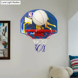 Multi-Color Sports Wall Lamp: Basketball Hoop Glass Sconce Light For Boys Bedroom