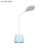 Multi-Colored Round Shade Desk Lamp With Usb Charging Led Reading Light And Pen Holder