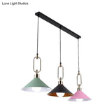 Multi-Light Macaron Pendant Lamp With Colorful Flare And Black Canopy
