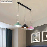 Multi-Light Macaron Pendant Lamp With Colorful Flare And Black Canopy