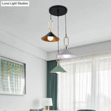 Multi-Light Macaron Pendant Lamp With Colorful Flare And Black Canopy