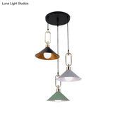 Multi-Light Macaron Pendant Lamp With Colorful Flare And Black Canopy