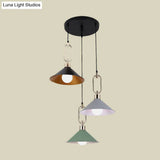 Multi-Light Macaron Pendant Lamp With Colorful Flare And Black Canopy