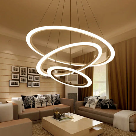 Multi Tier 2-3-4 Pendant Chandelier Acrylic White Led Ceiling Hang Light For Dining Room Lighting