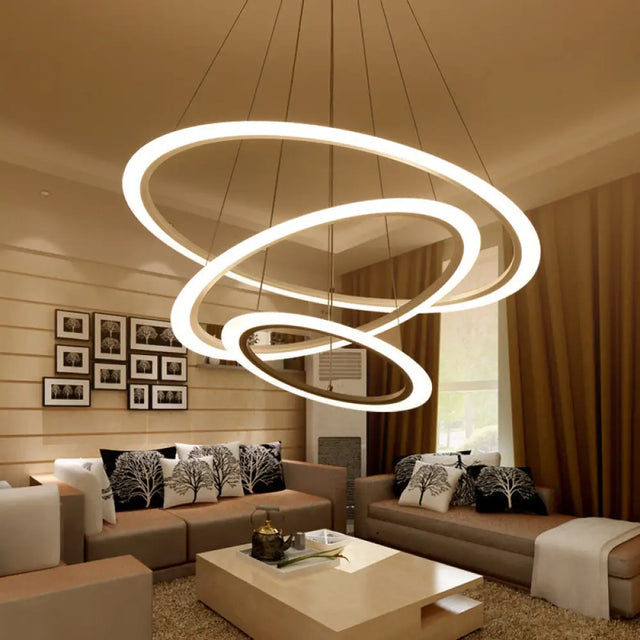 Multi Tier 2-3-4 Pendant Chandelier Acrylic White Led Ceiling Hang Light For Dining Room Lighting